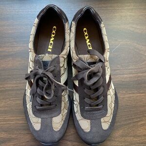 COACH Kelson Outline Sig/Suede Khaki/Chestnut Woman’s Sneakers BRAND NEW